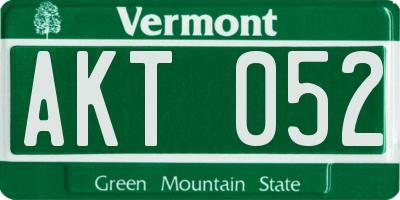 VT license plate AKT052