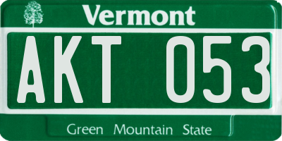 VT license plate AKT053