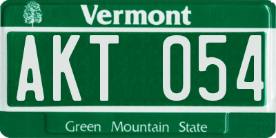 VT license plate AKT054