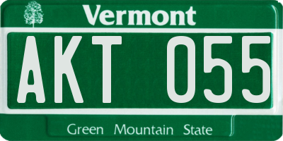 VT license plate AKT055
