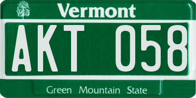 VT license plate AKT058