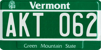 VT license plate AKT062