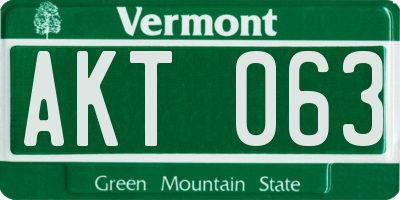 VT license plate AKT063