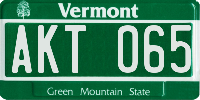 VT license plate AKT065