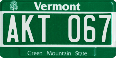 VT license plate AKT067