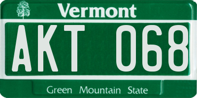 VT license plate AKT068