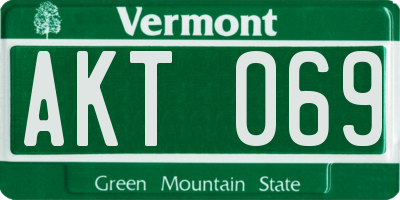 VT license plate AKT069