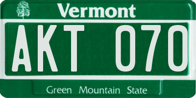 VT license plate AKT070