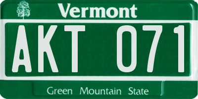 VT license plate AKT071