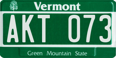 VT license plate AKT073