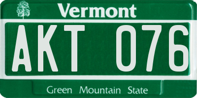 VT license plate AKT076
