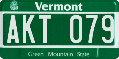 VT license plate AKT079