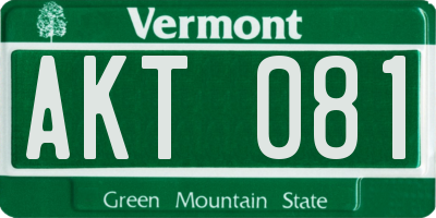 VT license plate AKT081
