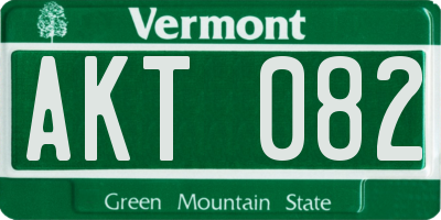 VT license plate AKT082