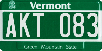 VT license plate AKT083