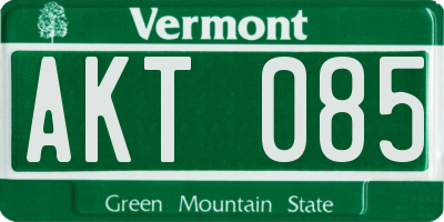 VT license plate AKT085