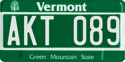 VT license plate AKT089