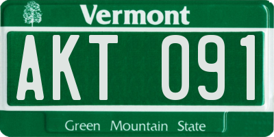 VT license plate AKT091