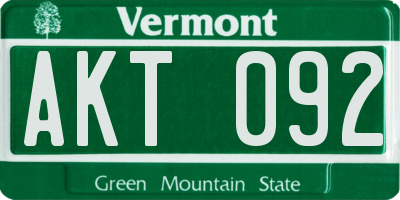 VT license plate AKT092