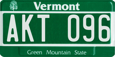 VT license plate AKT096