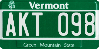 VT license plate AKT098