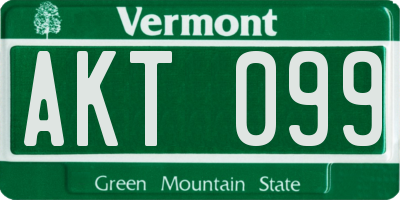 VT license plate AKT099