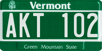 VT license plate AKT102