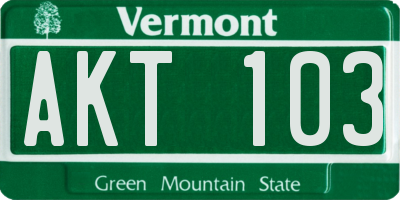VT license plate AKT103