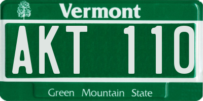 VT license plate AKT110