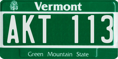VT license plate AKT113