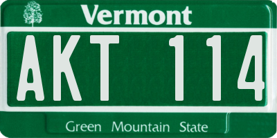 VT license plate AKT114
