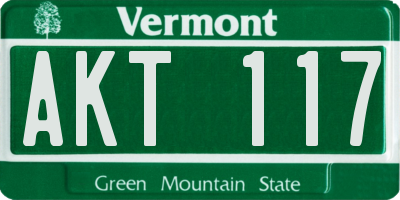 VT license plate AKT117