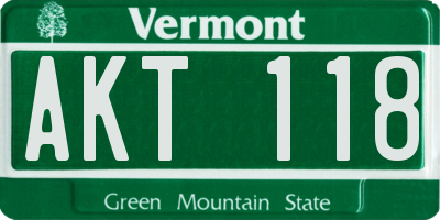 VT license plate AKT118