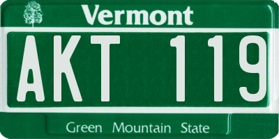 VT license plate AKT119