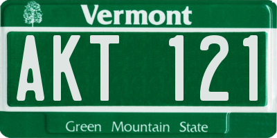 VT license plate AKT121