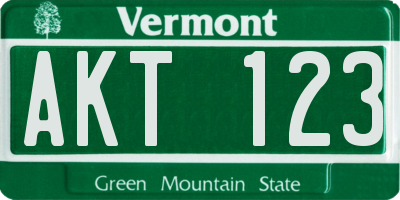 VT license plate AKT123