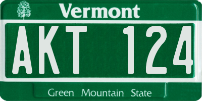 VT license plate AKT124