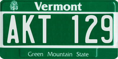 VT license plate AKT129