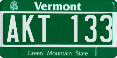 VT license plate AKT133