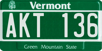 VT license plate AKT136