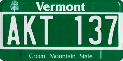 VT license plate AKT137