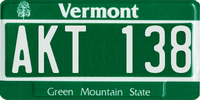 VT license plate AKT138