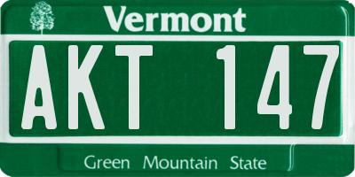 VT license plate AKT147