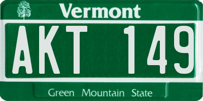 VT license plate AKT149