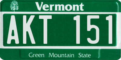 VT license plate AKT151
