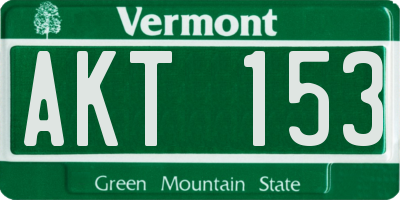 VT license plate AKT153