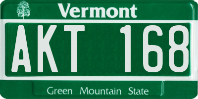 VT license plate AKT168