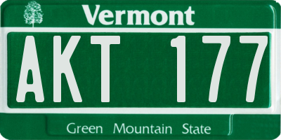 VT license plate AKT177