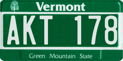 VT license plate AKT178