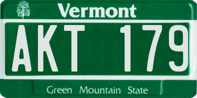 VT license plate AKT179